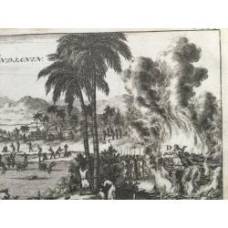 Afgoderij India (Ganges), zeldzame prent 1685.