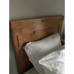 Grenen brocante bed eenpersoons incl nachtkastje en auping