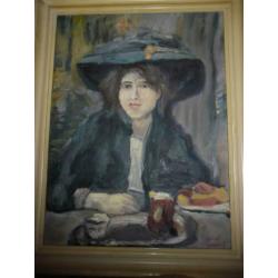 Isaac israels "" Vrouw in tuin "" olieverf op board