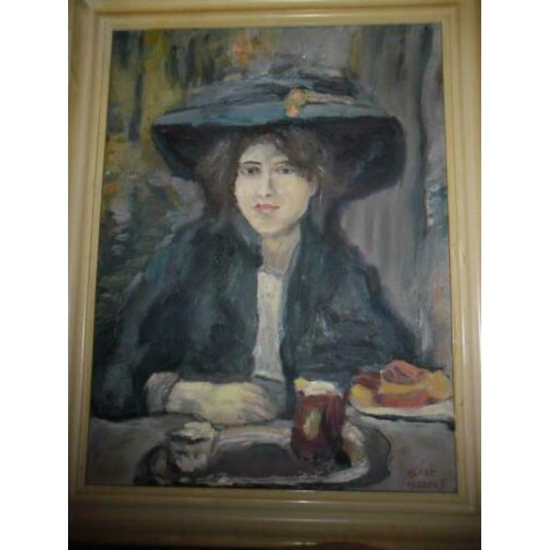Isaac israels "" Vrouw in tuin "" olieverf op board