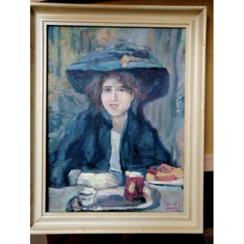 Isaac israels "" Vrouw in tuin "" olieverf op board