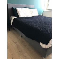Larvik Wehkamp Boxspring 140x200 grijs suède 2 persoons bed