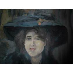 Isaac israels "" Vrouw in tuin "" olieverf op board