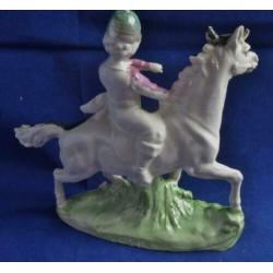 ANTIEK BEELD VAN RUITER TE PAARD * Jachtmeester *