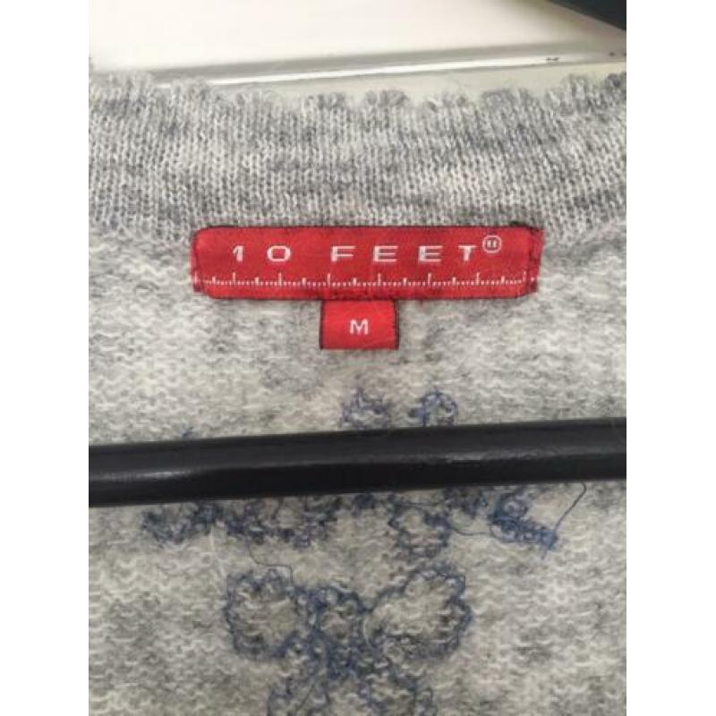 Grijze wollen trui 10feet wijde mouwen gebreid M medium