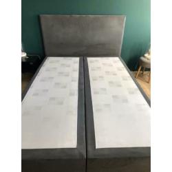 Larvik Wehkamp Boxspring 140x200 grijs suède 2 persoons bed