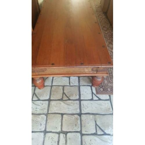 grote zware antieke salontafel teak 187x87x49