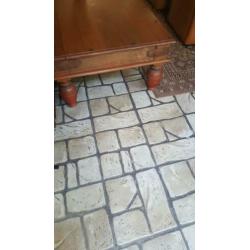 grote zware antieke salontafel teak 187x87x49