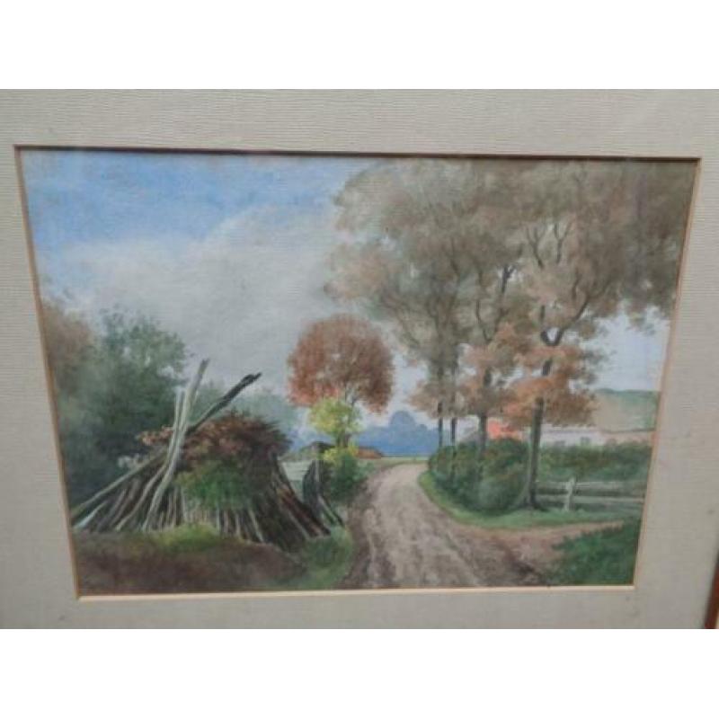 Aquarel met een Hollands landschap