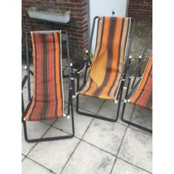 4 vintage deck chairs
