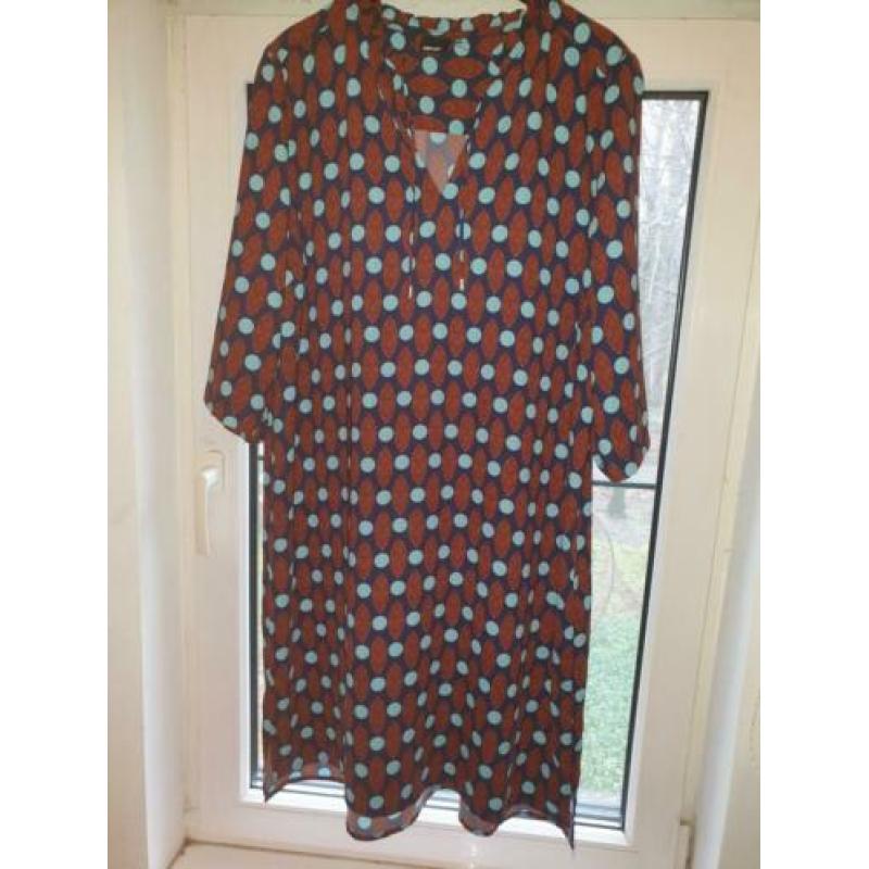 Supergaaf bruin turquoise tuniek / jurkje mt 48