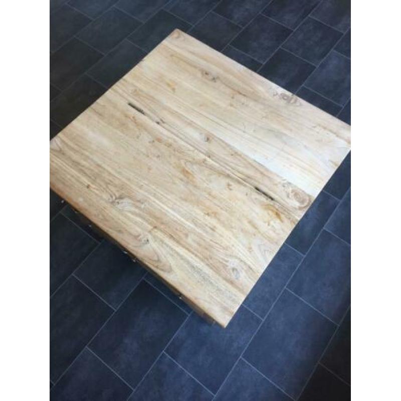 Teak salontafel kist klep lades