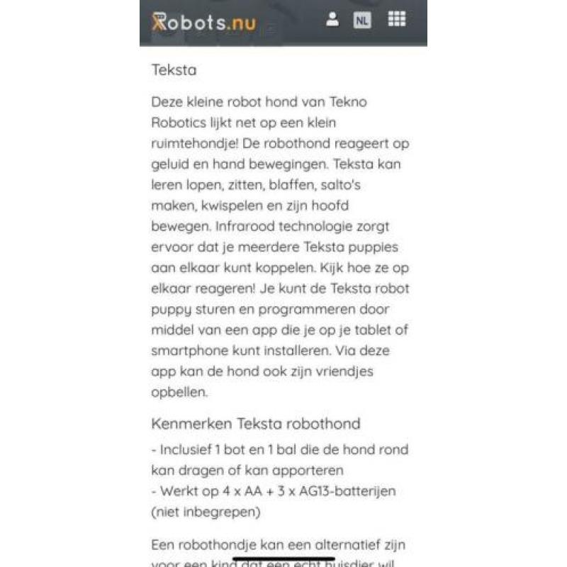 Tekstra robot hond