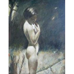 ==CORNELIS KLOOS 1895-1976==90 x 70 cm==naakt met wit konijn