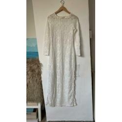 Ibiza boho jurk kant wit zgan maat S