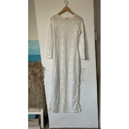 Ibiza boho jurk kant wit zgan maat S
