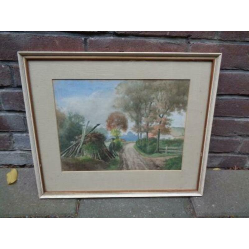 Aquarel met een Hollands landschap