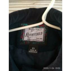 Rothschild gewatteerde mantel jas maat 6 jr, blauw.
