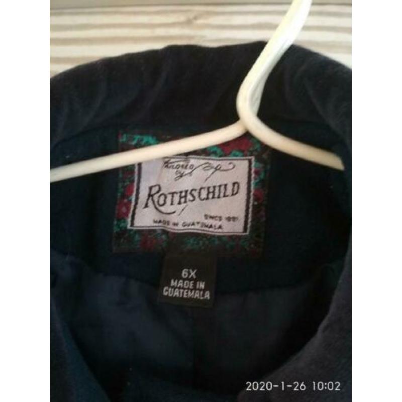 Rothschild gewatteerde mantel jas maat 6 jr, blauw.