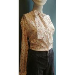 Vintage tutten blouse (80s) met vastzittende strik ( MT M)