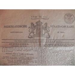 Nederlandsche staats-courant uit 1827 4 stuks, oude kranten
