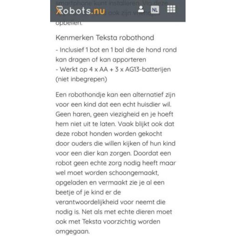Tekstra robot hond