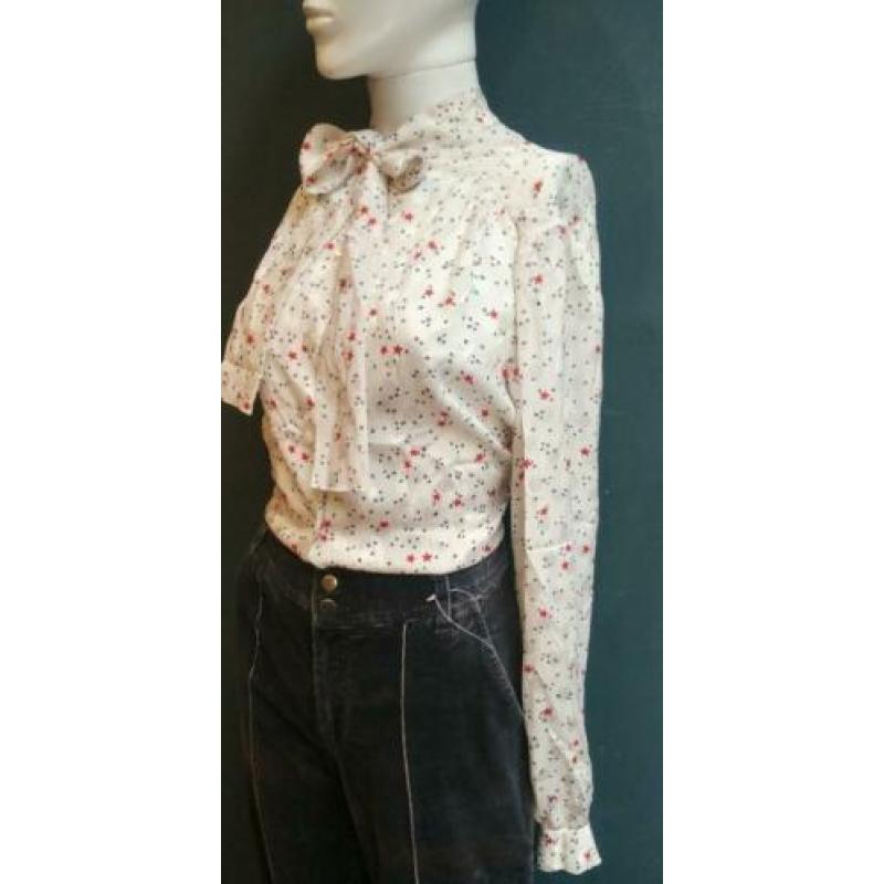 Vintage tutten blouse (80s) met vastzittende strik ( MT M)