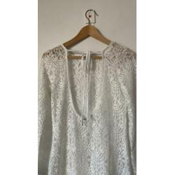 Ibiza boho jurk kant wit zgan maat S