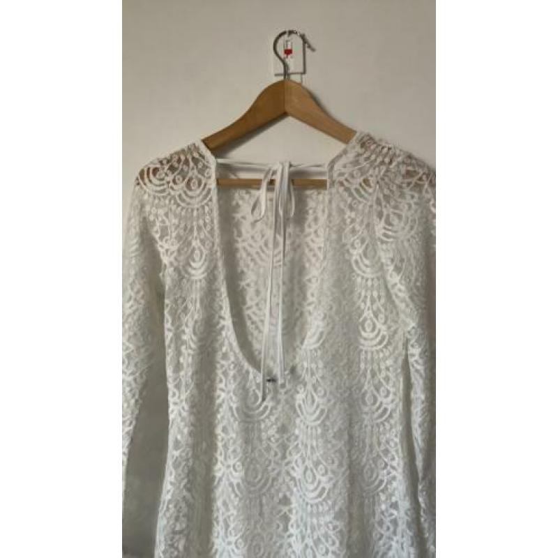 Ibiza boho jurk kant wit zgan maat S