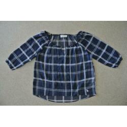 abercrombie & fitch top M blauw geruit zga nieuw