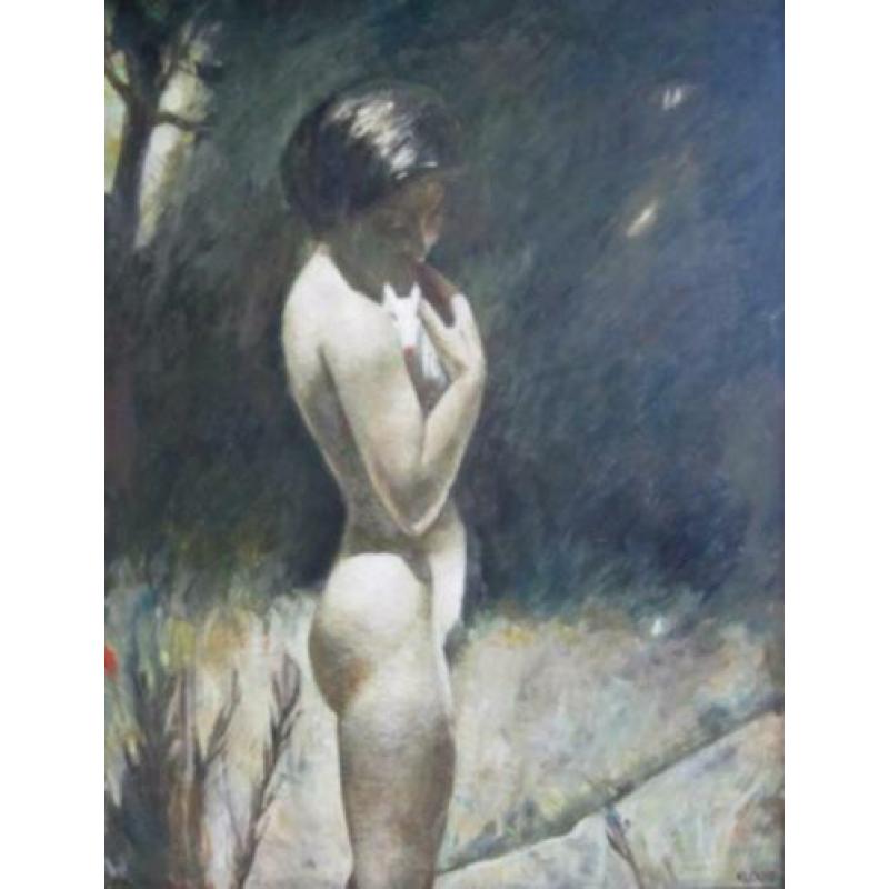 ==CORNELIS KLOOS 1895-1976==90 x 70 cm==naakt met wit konijn
