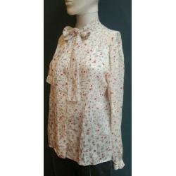Vintage tutten blouse (80s) met vastzittende strik ( MT M)