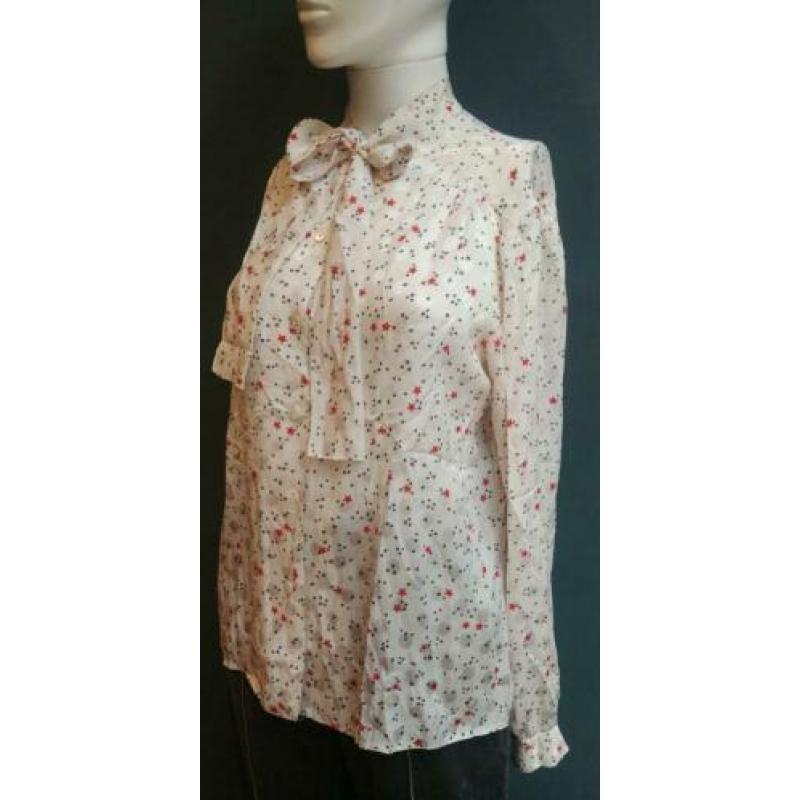 Vintage tutten blouse (80s) met vastzittende strik ( MT M)