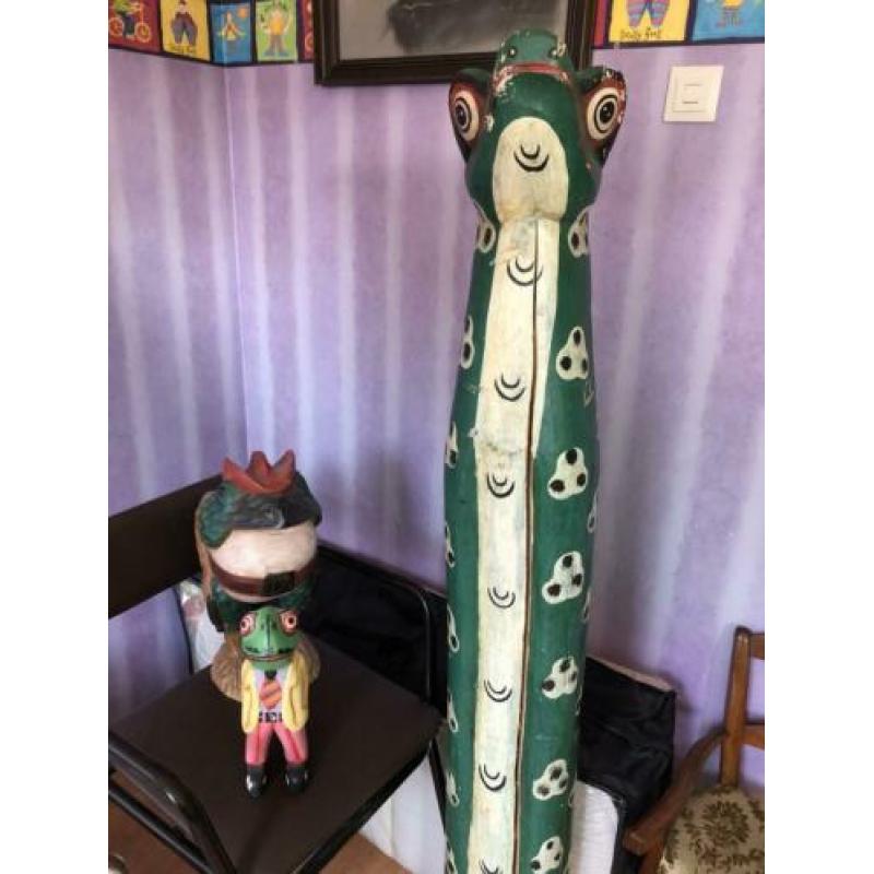 Kikker verzameling houten kikkers