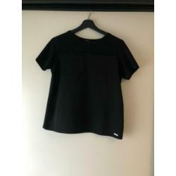 Guess semi transparant t-shirt zwart maat 36 / s