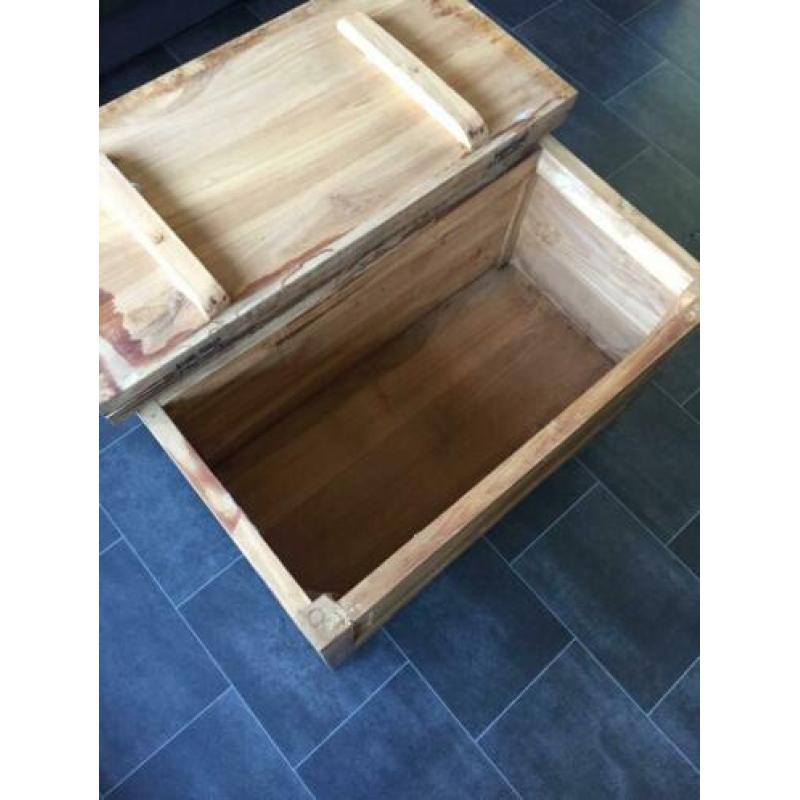 Teak salontafel kist klep lades