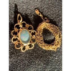 18 karaat gouden ketting JOFISA met hanger zwarte opaal sk