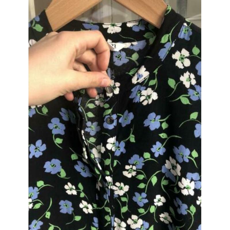 Zwart met groene bloemen print maxi jurk mbyM maat S zgan