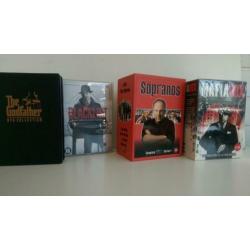 4 x dvd box Sopranos , Blacklist , Godfather , Mafia box