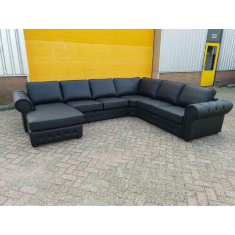 n161 zwart leder rivera u hoekbank
