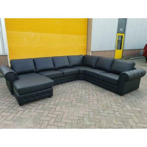n161 zwart leder rivera u hoekbank