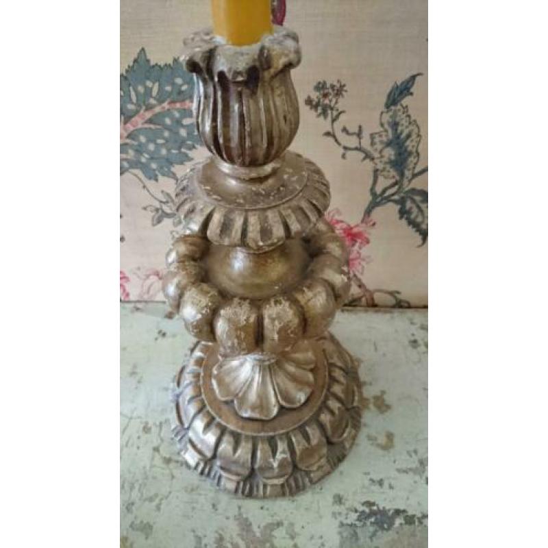 Antieke houten bois dore kandelaar