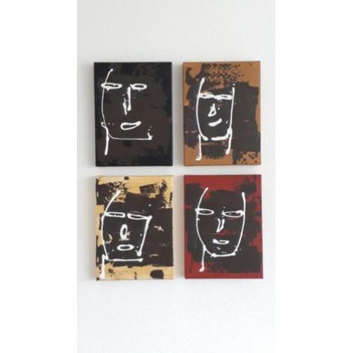 Vierluik schilderij - acrylverf - canvas - 65x85 cm