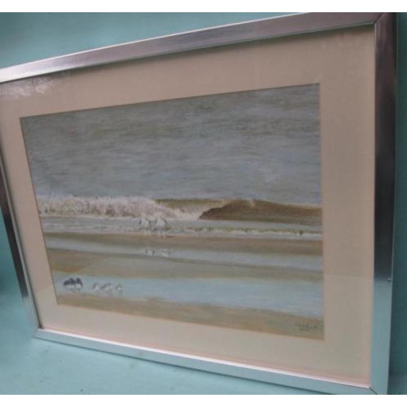 Prachtige Pastel Zee met Vogels - Christa Hoek 43 x 52,5