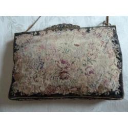 Antiek 19e eeuw petit point tasje, zeldzaam fijn / Luxeriös