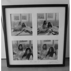 Lijst met 4 foto's Govert de Roos-John Lennon en Yoko Ono