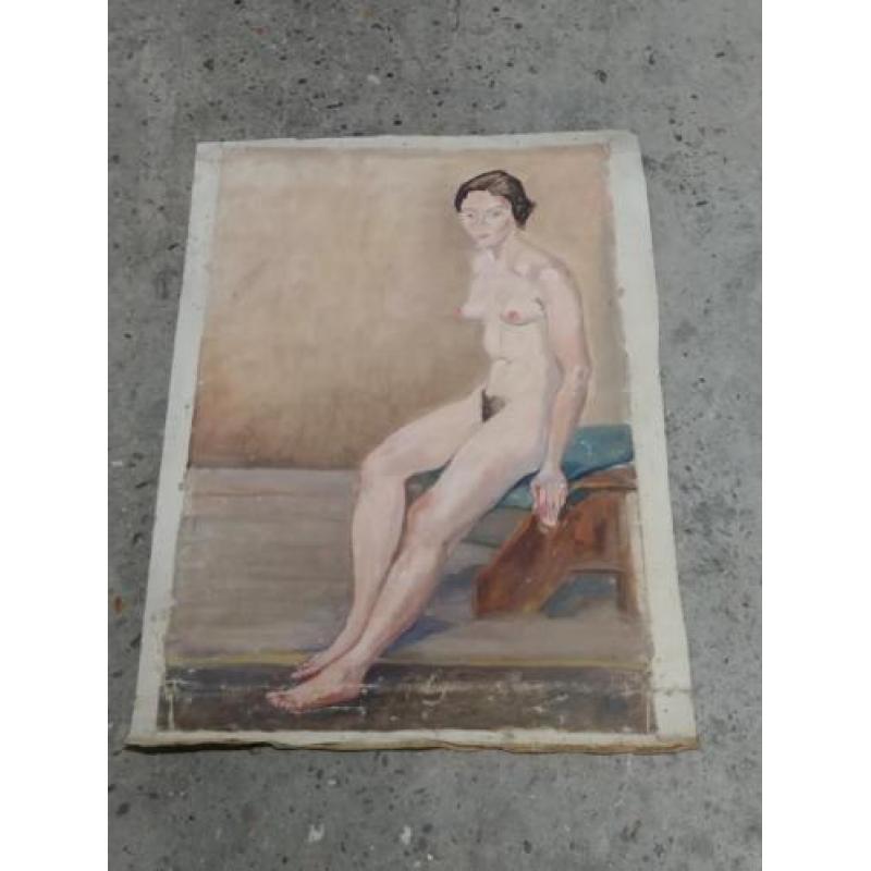 Naaktportret olieverf op doek plopatou?/Jordens?
