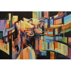 " City Rythm " Acrylschilderij van Galya Bukova