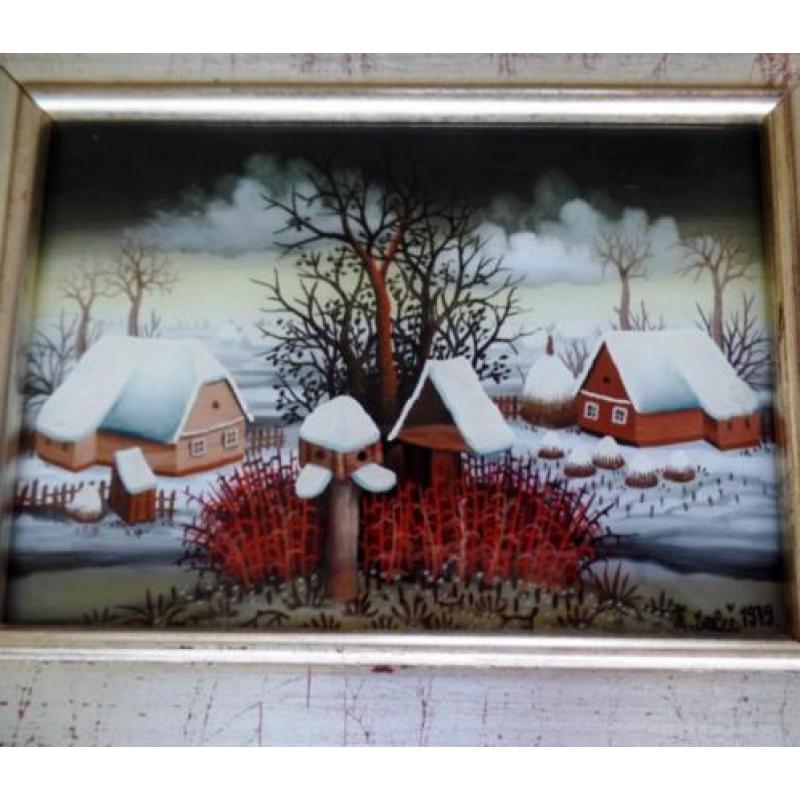 Schilderij Zeljko Seles (born 1954) achter glas geschilderd