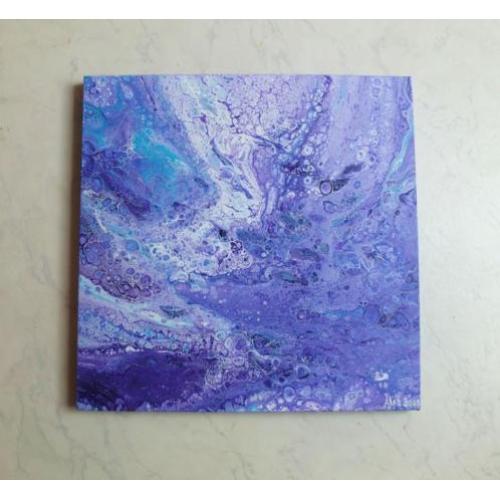 Nieuw handgeschilderd 3D schilderij in lila/paars/ 50/50cm
